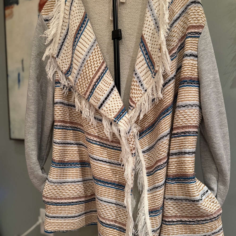 Dolan Anthropologie Left Coast light fleece and knit sweater Women’s Large. - Picture 3 of 8